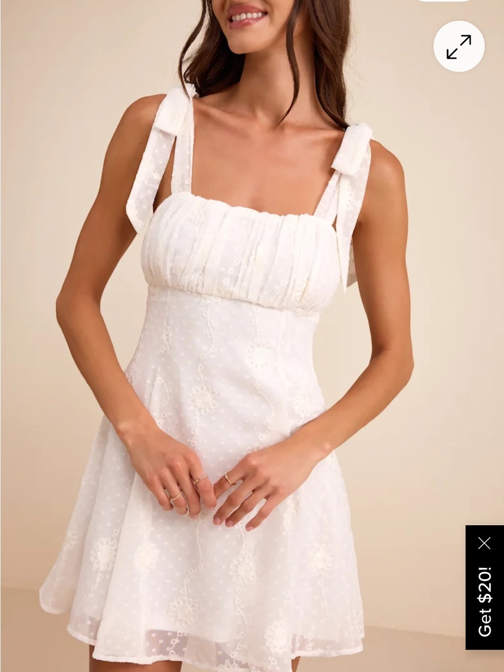 Lulu's White Eyelet Tie-Shoulder Mini Dress